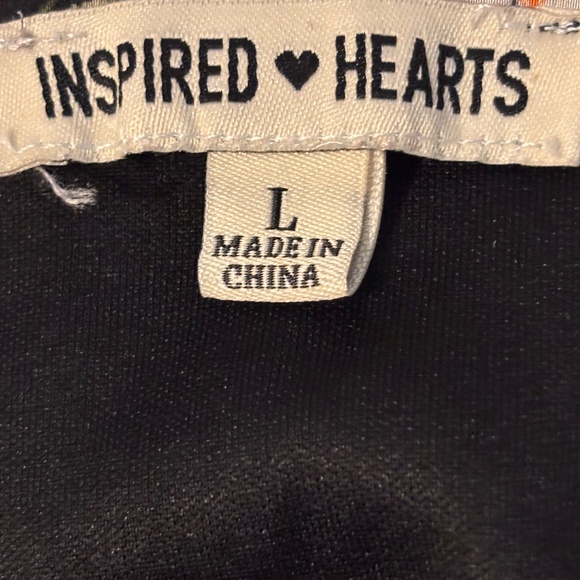 Inspired Hearts Romper Black /multi Short Puffer Sleeves large Pull On - Picture 8 of 14